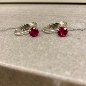 Sterling Silver Ruby Clip On Earrings